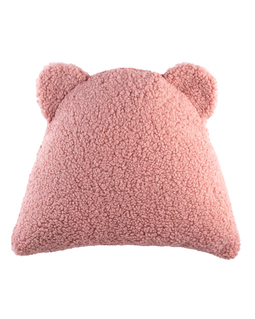 Coussin ours bouclé - rose