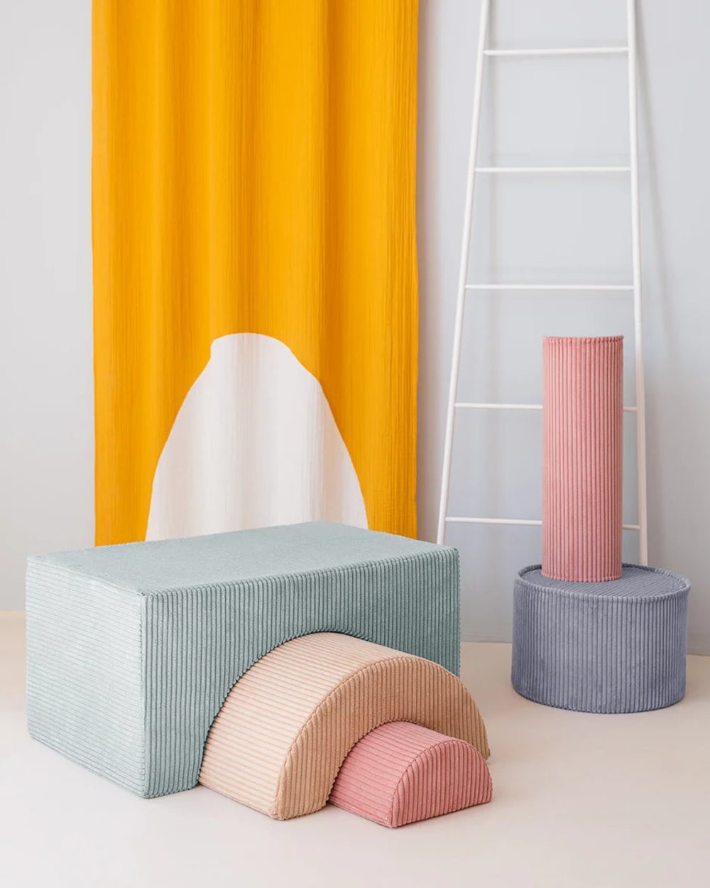 Rollenkissen aus Breitcord 55 x 18 x 18 cm, Rosa Mousse - Maisons
