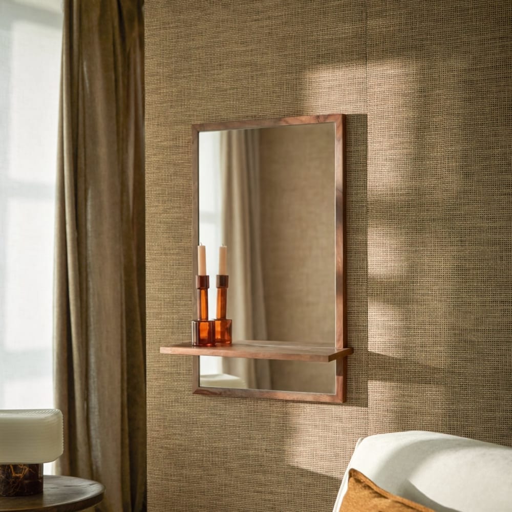 Tikamoon Deko-Spiegel aus massivem Palisanderholz 75x45 cm style classic chic Braun