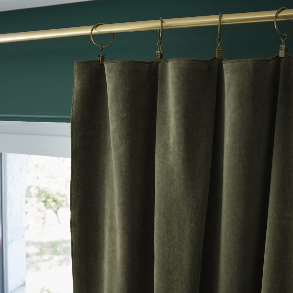 Rideau ajustable velours de coton thym 140x270 cm — vue 4