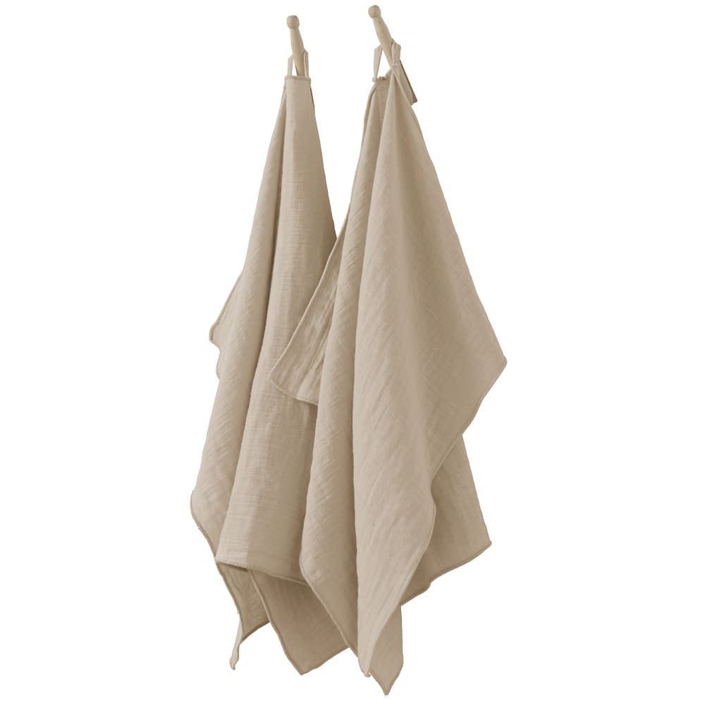 Lot de 2 essuie-mains gaze de coton uni 50x70 cm