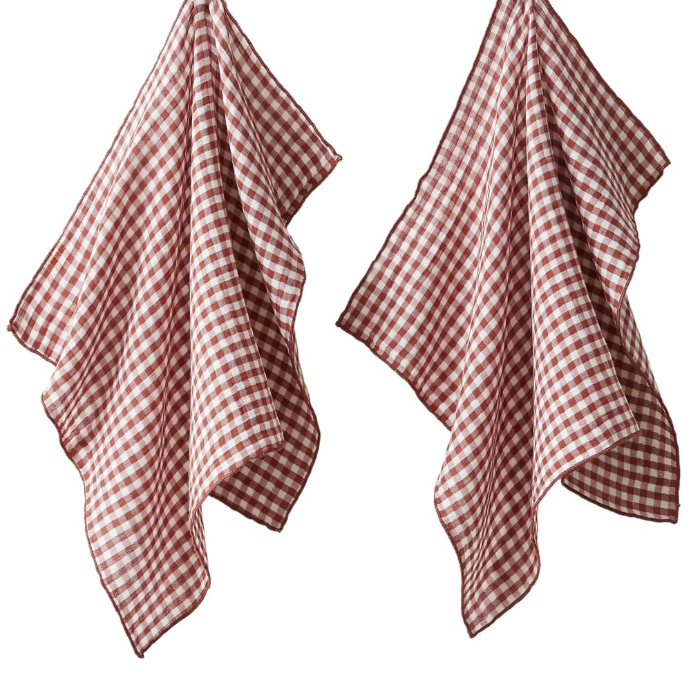Lot de 2 essuie-mains gaze de coton à motifs 50x70 cm Lot de 2 essuie-mains gaze de coton à motifs 50x70 cm