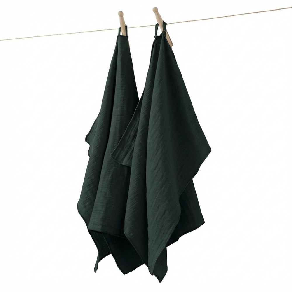 Lot de 2 essuie-mains gaze de coton uni 50x70 cm