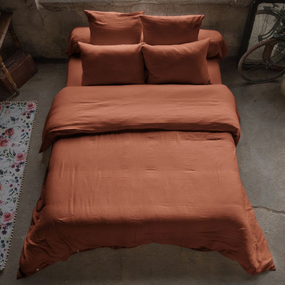 Housse de couette gaze de coton unie 240x280 cm