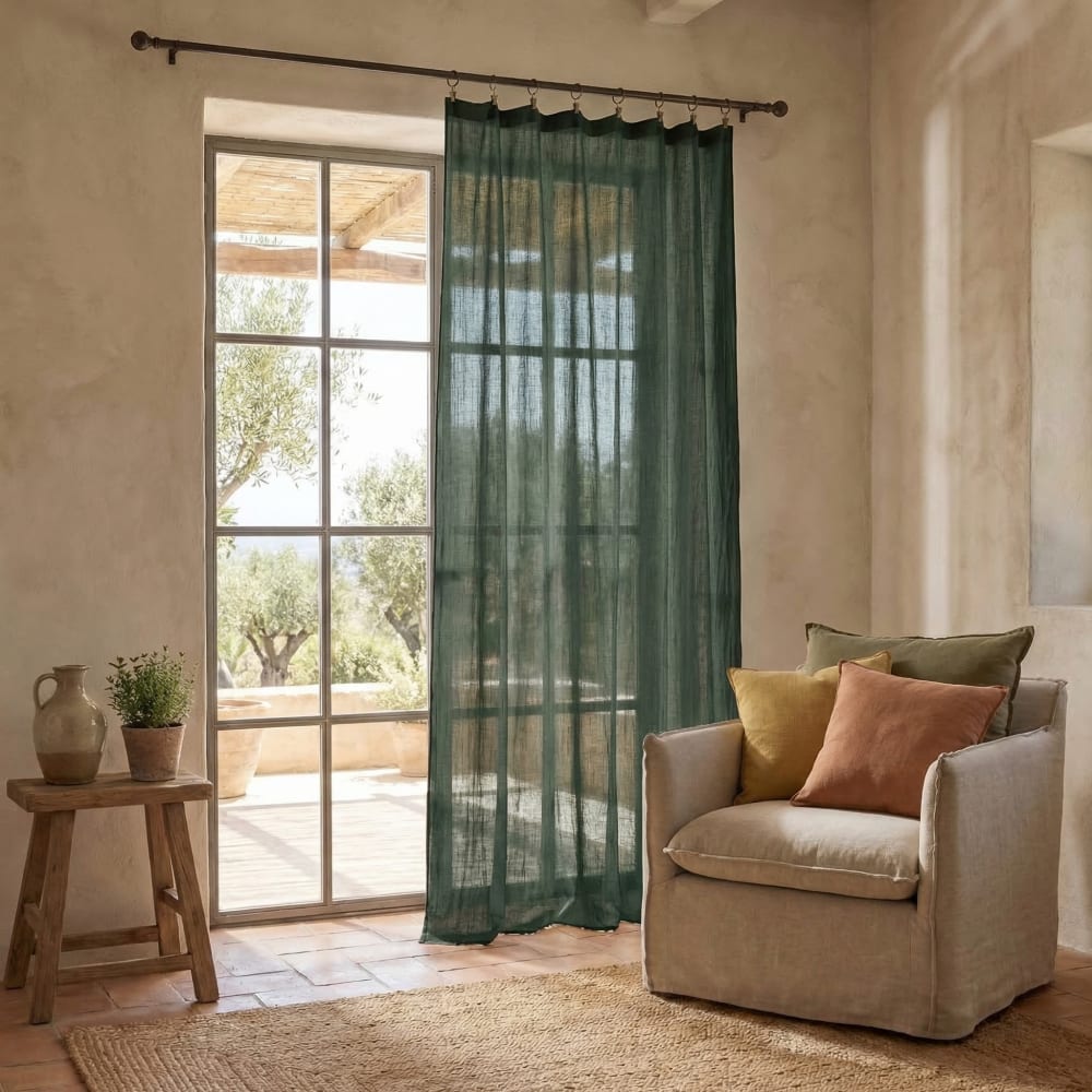 Rideau ajustable gaze de coton uni 140x300 cm