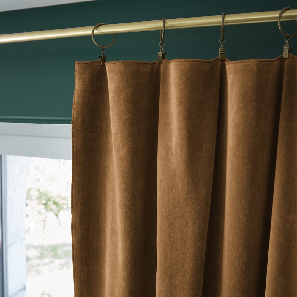 Rideau ajustable velours de coton camel 140x270 cm — vue 4