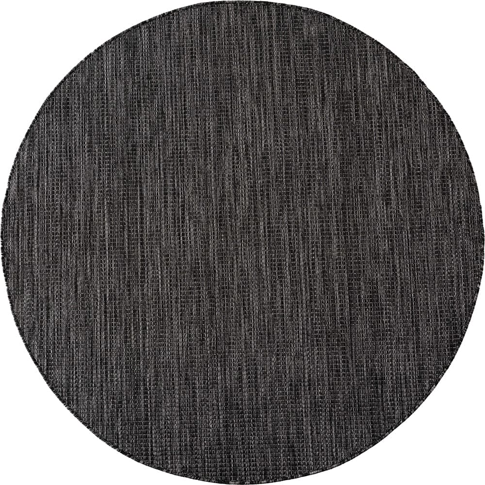 Tapis rond aspect jute noués noir 80cm