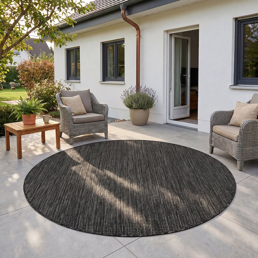 Tapis rond aspect jute noués noir 80cm — vue 3