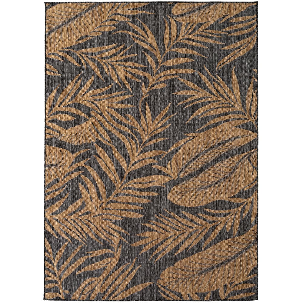 Tapis extérieur noués noir et beige 60x100cm