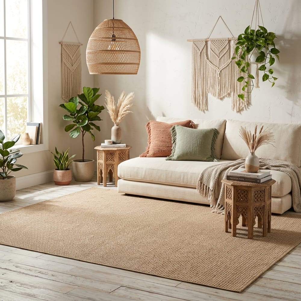 Tapis aspect jute noués beige 120x160cm — vue 3