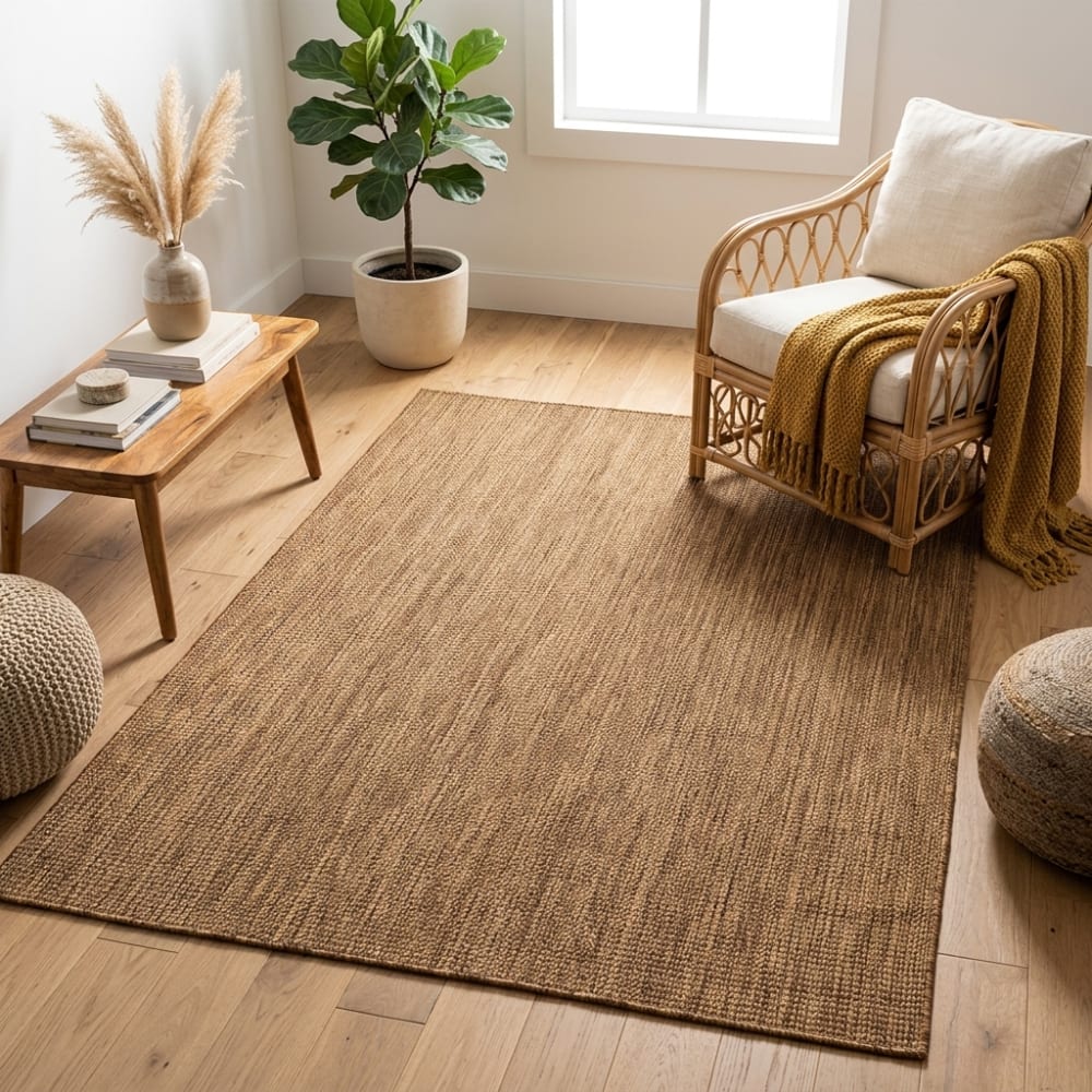 Tapis aspect jute noués marron 80x250cm — vue 3