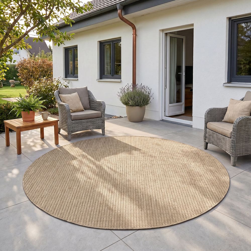 Tapis rond aspect jute noués beige 120cm — vue 3