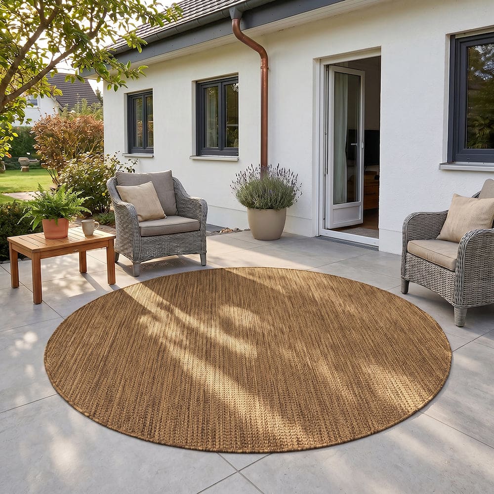 Tapis rond aspect jute noués marron 80cm — vue 3