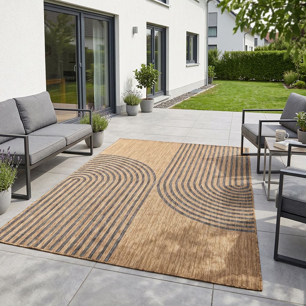 Tapis aspect jute arcs noir et beige 80x250cm — vue 4