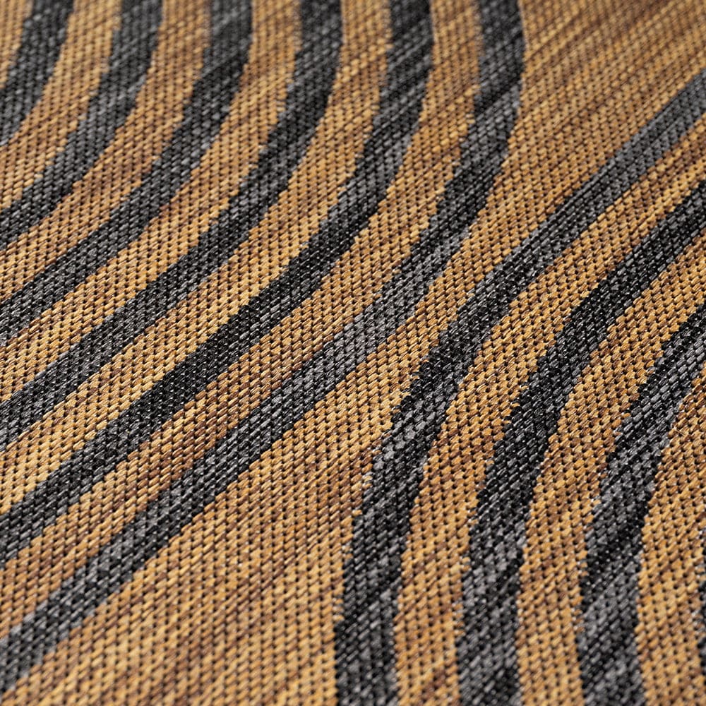 Tapis rond aspect jute arcs noir et beige 80cm — vue 4