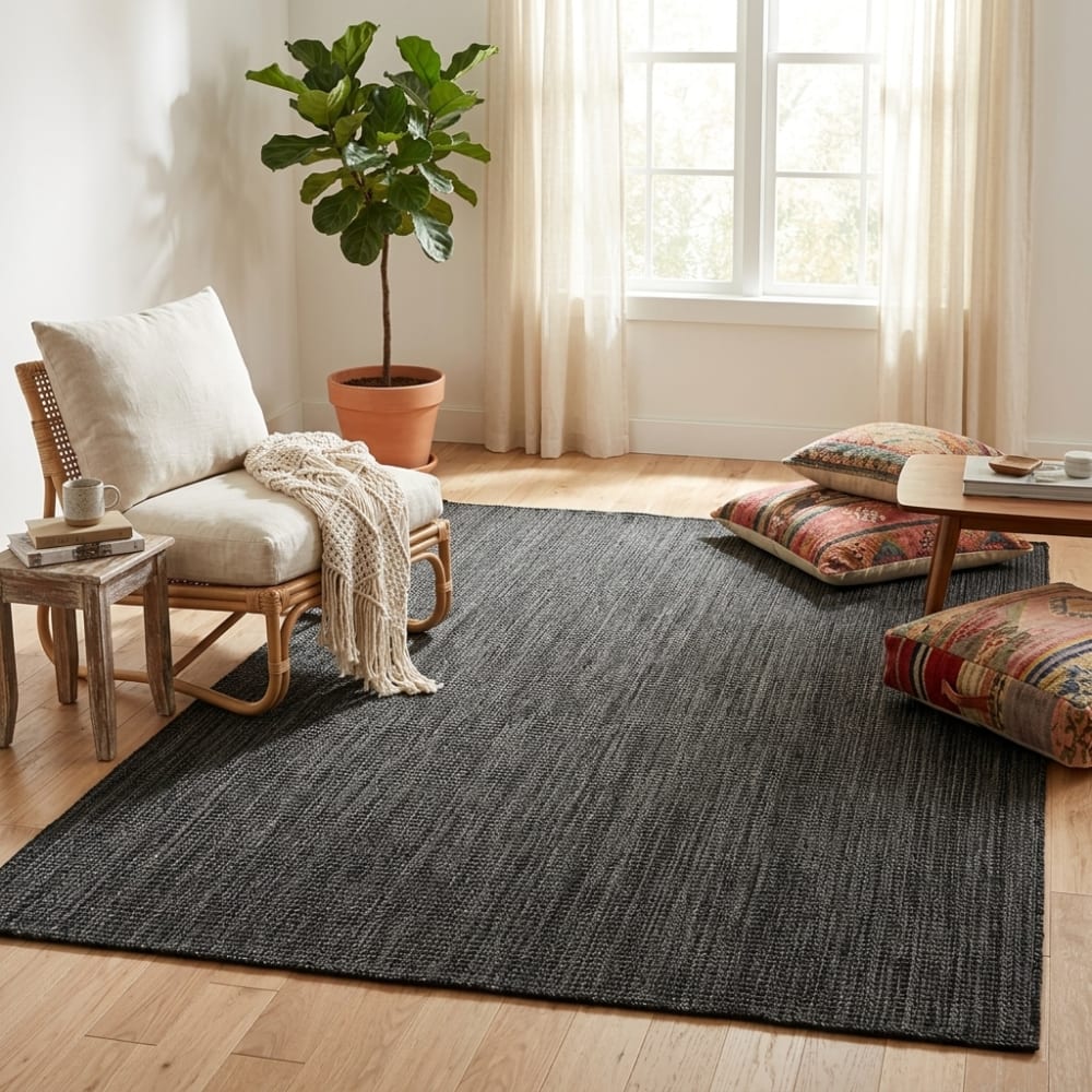 Tapis aspect jute noués noir 200x280cm — vue 3