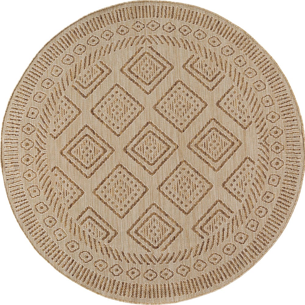 Tapis rond aspect jute berbère beige 120cm