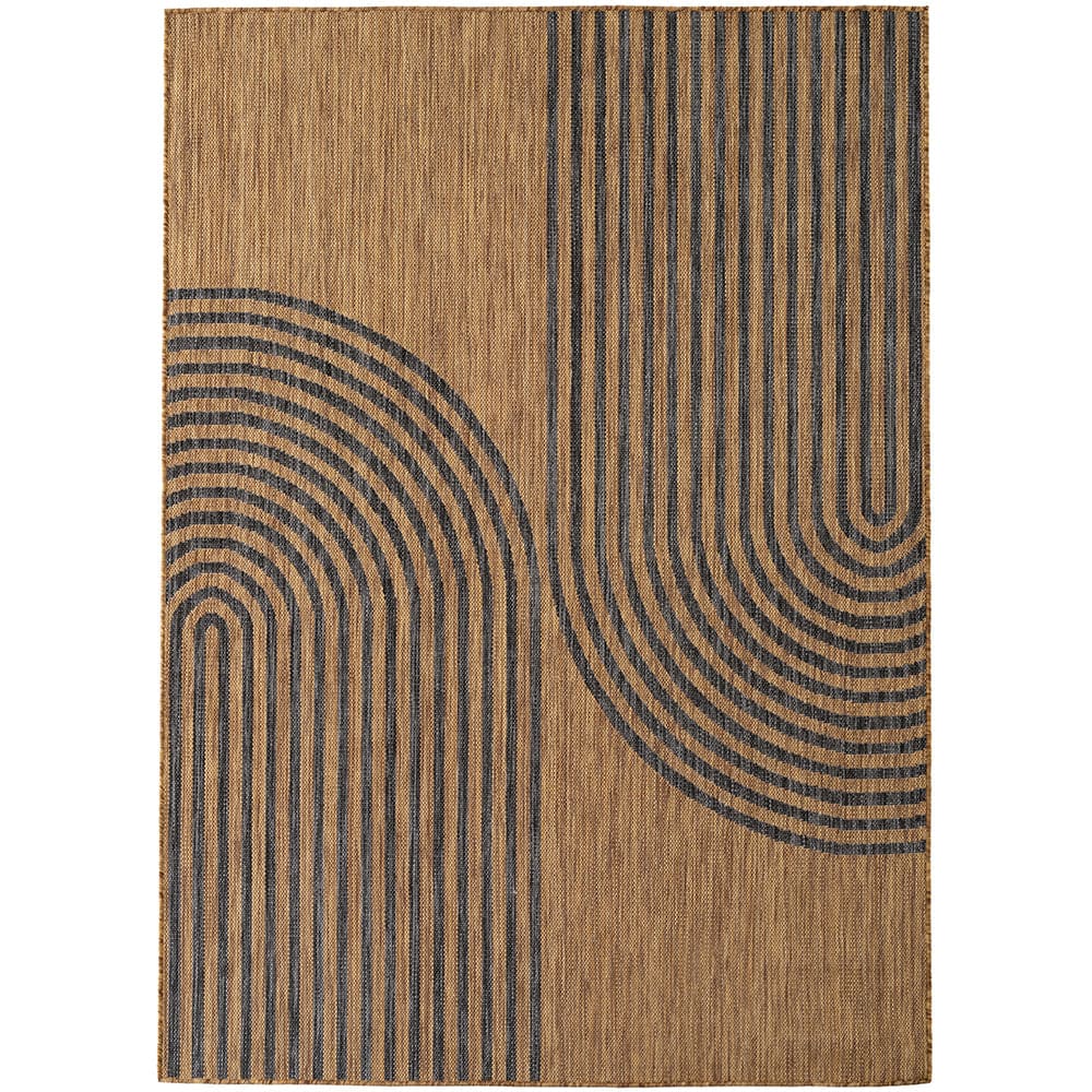Tapis aspect jute arcs noir et beige 80x150cm