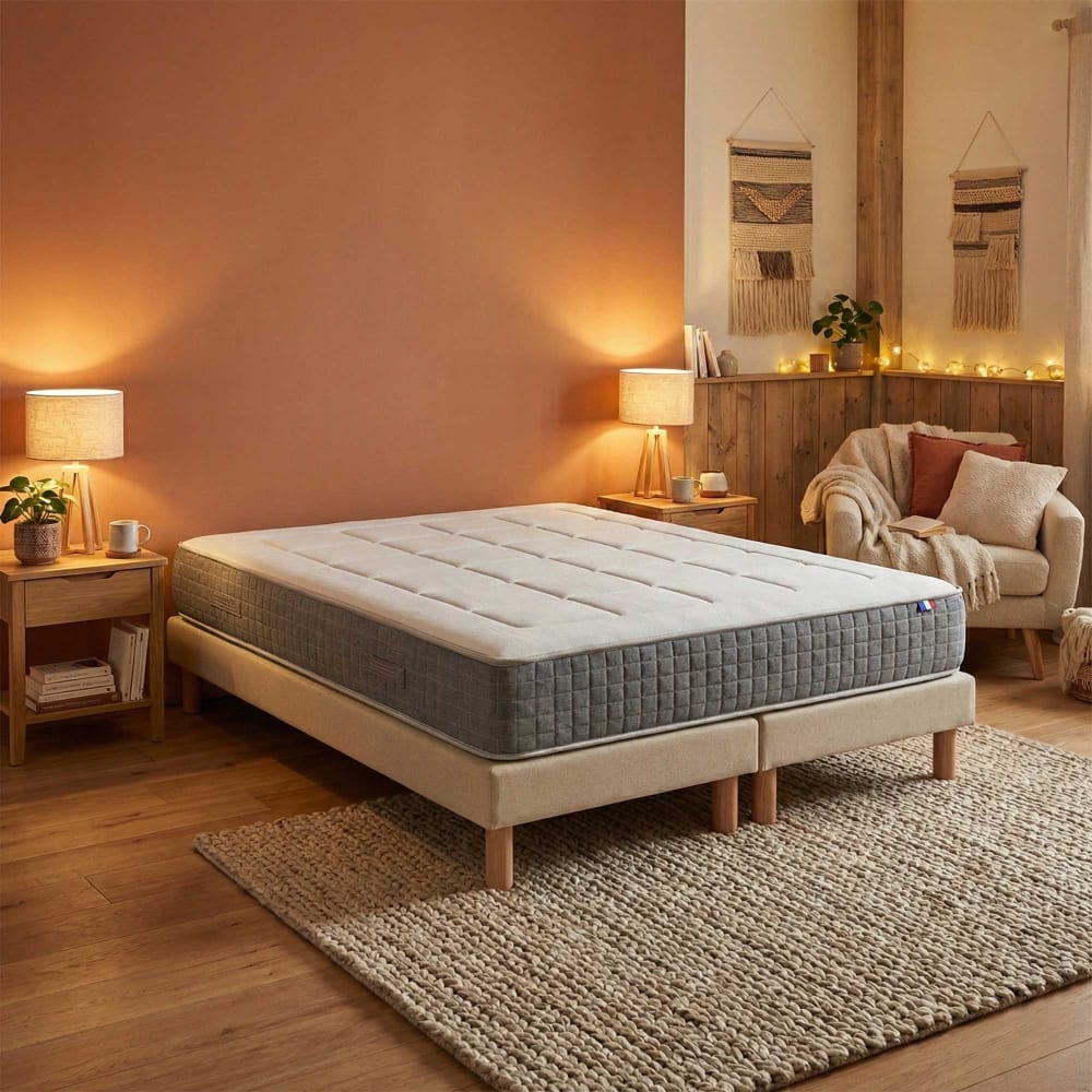 Matelas ressorts 7 zones h28 sommier beige 2x80 x 200 Matelas ressorts 7 zones h28 sommier beige 2x80 x 200