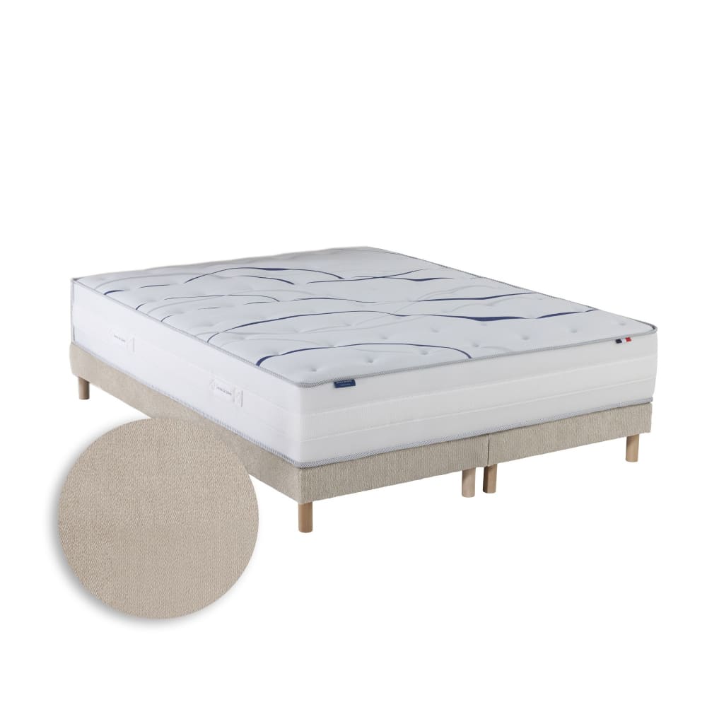 Matelas mémoire de forme memoria sommier chenille crème 2x90 x 200