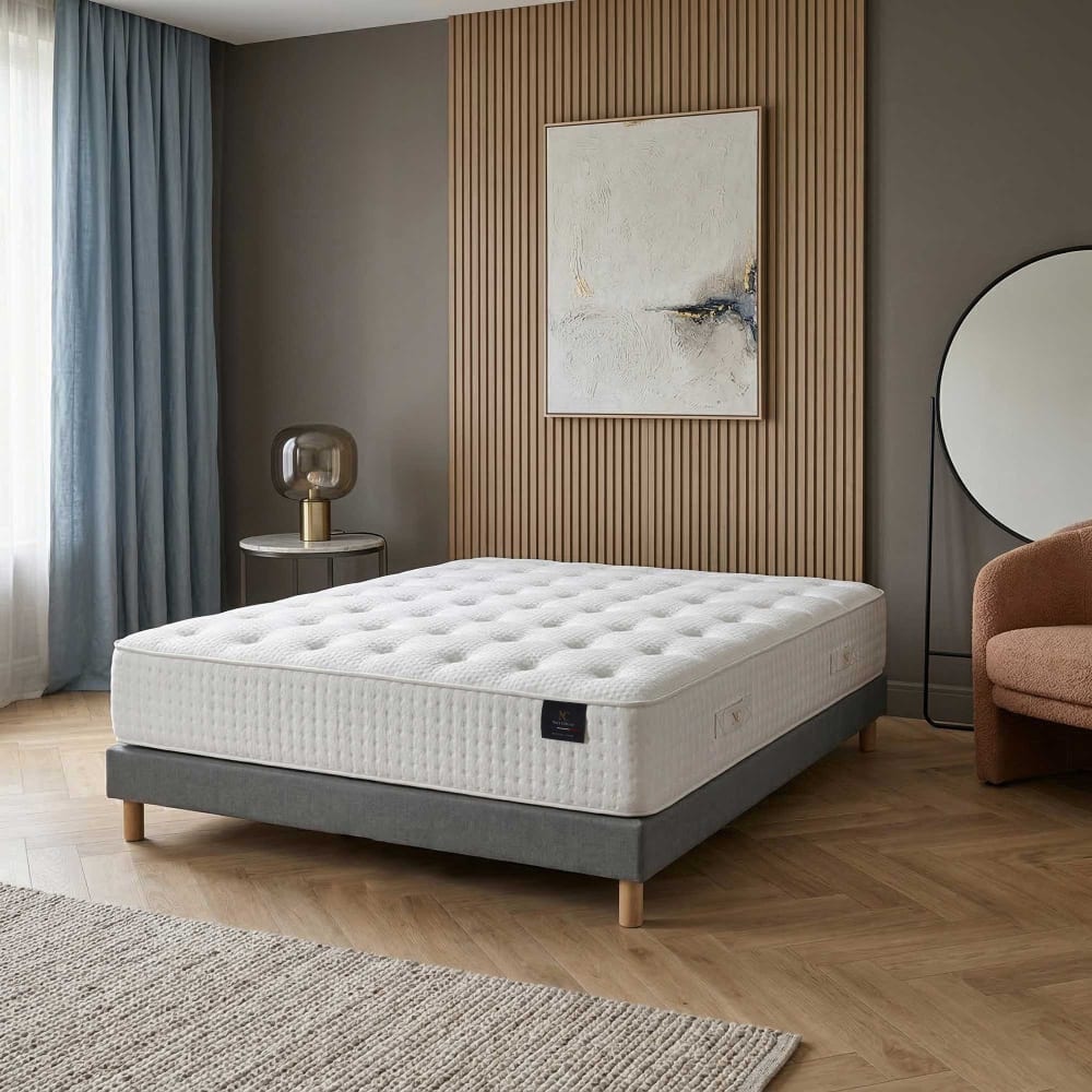 Matelas hybride helios mémoire de forme h31 cm sommier gris