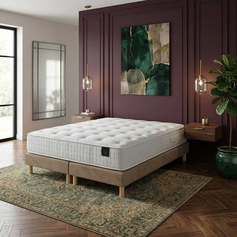 Ensemble matelas hybride ensaches hecate 2 h26 cm sommier taupe Ensemble matelas hybride ensaches hecate 2 h26 cm sommier taupe