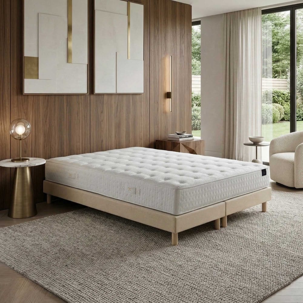 Matelas hybride pulsar mémoire de forme h27 cm sommier beige Matelas hybride pulsar mémoire de forme h27 cm sommier beige