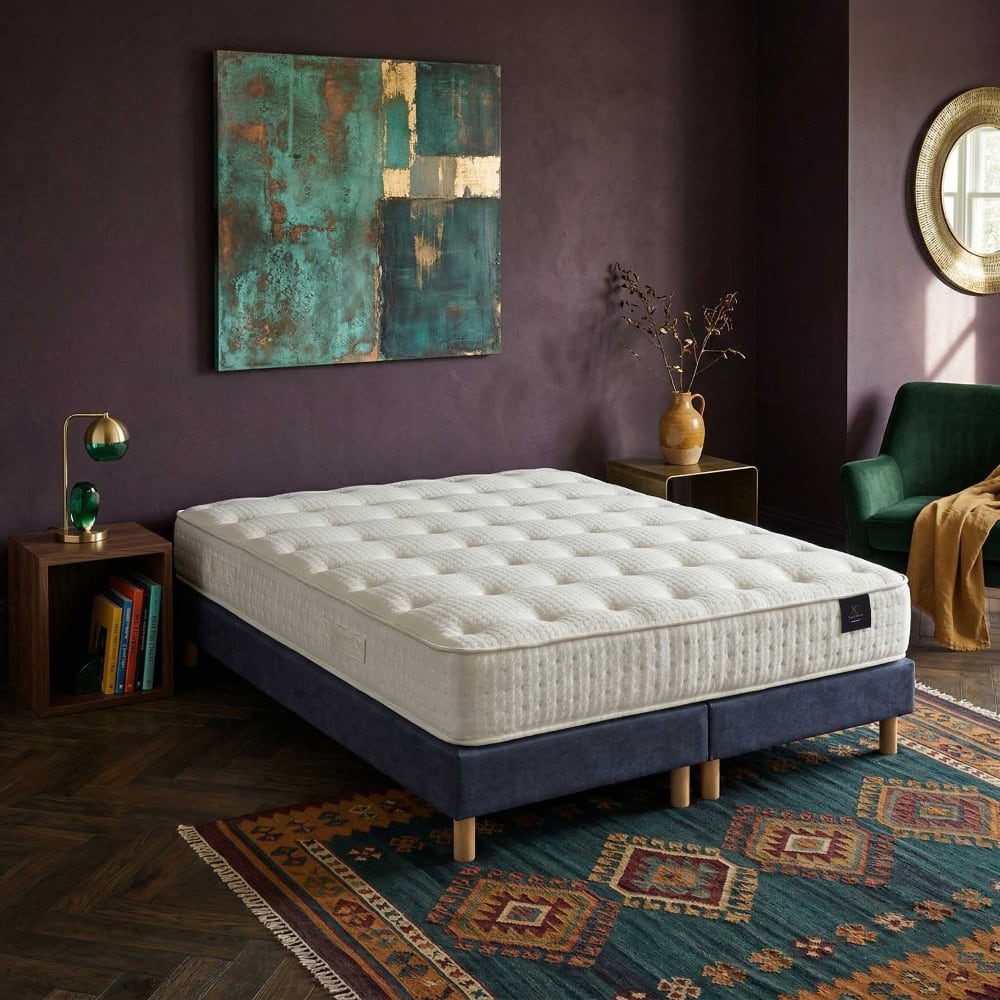 Matelas hybride ensaches accueil memoire de forme h26 sommier bleu Matelas hybride ensaches accueil memoire de forme h26 sommier bleu