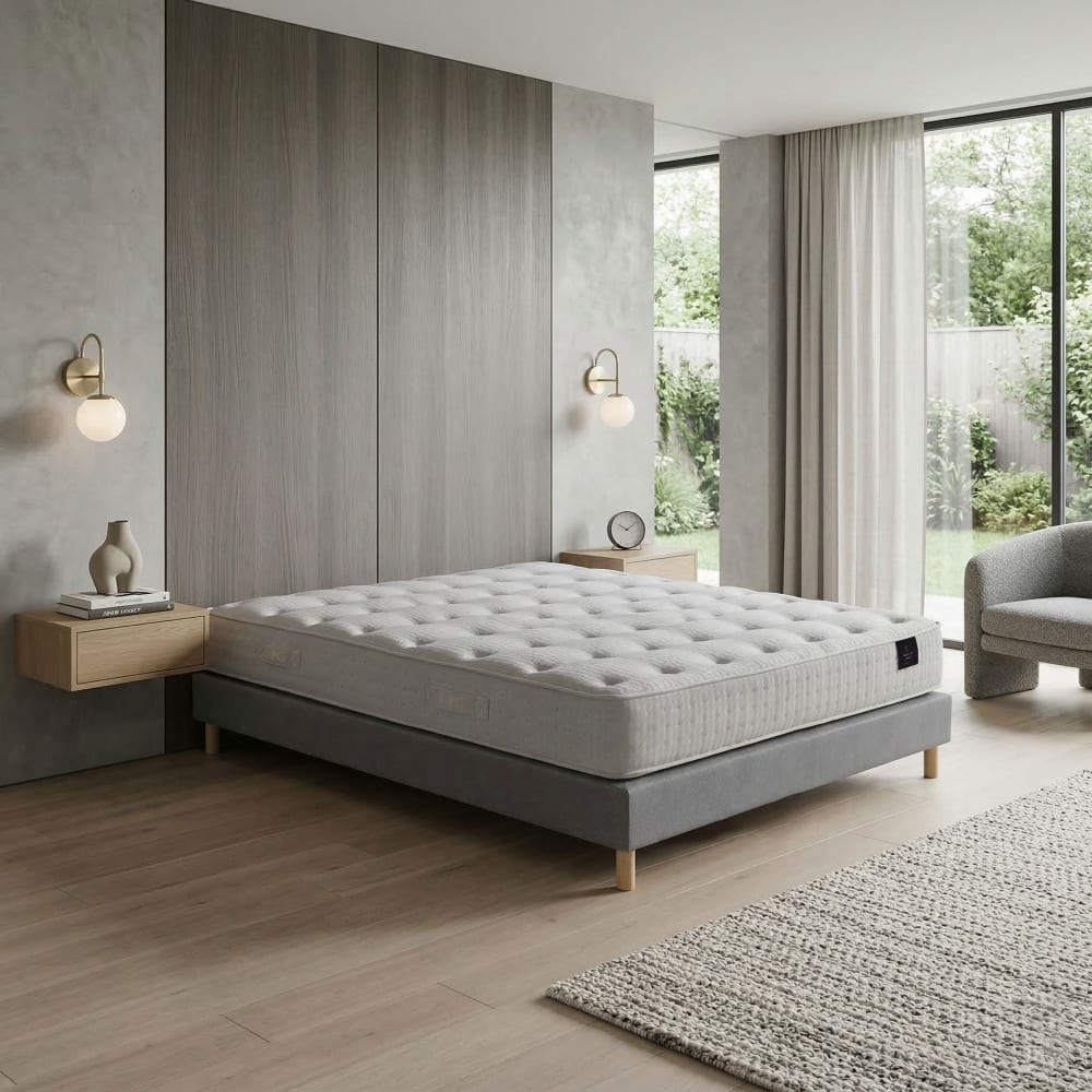 Matelas hybride pulsar mémoire de forme h27 cm sommier gris Matelas hybride pulsar mémoire de forme h27 cm sommier gris
