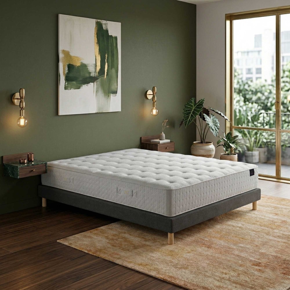 Matelas hybride ensaches comete h27 cm sommier gris foncé Matelas hybride ensaches comete h27 cm sommier gris foncé