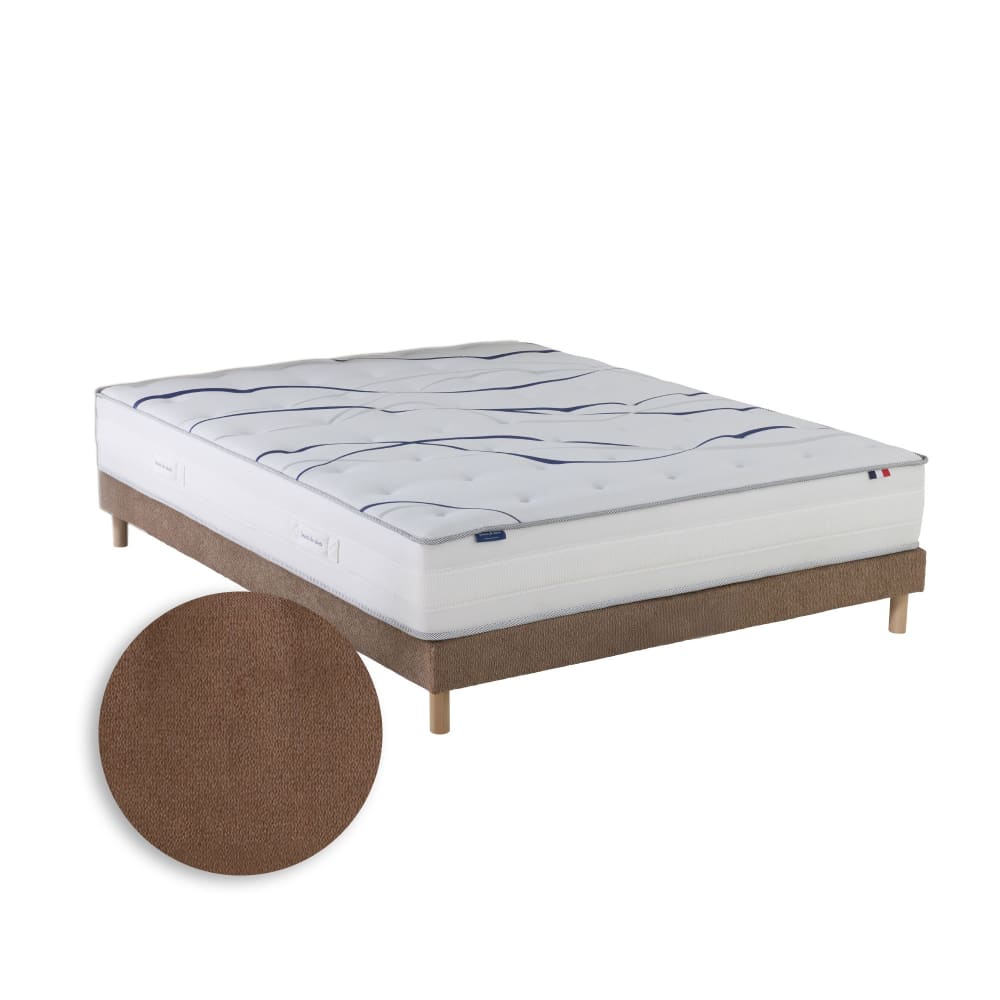 Matelas mousse hd sommier chenille bouclettes moka moka 140 x 200