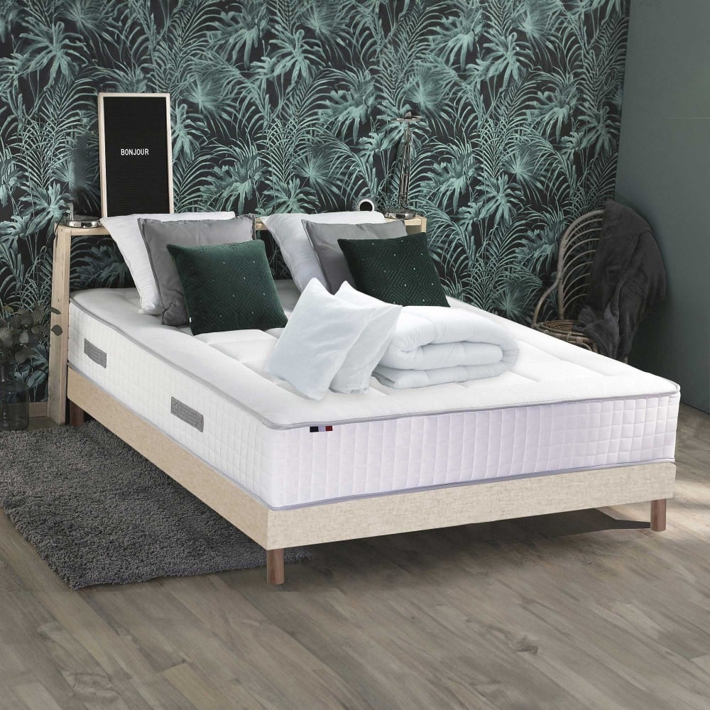 Pack ensemble ressorts 7 zones+ couette et oreillers 140x200