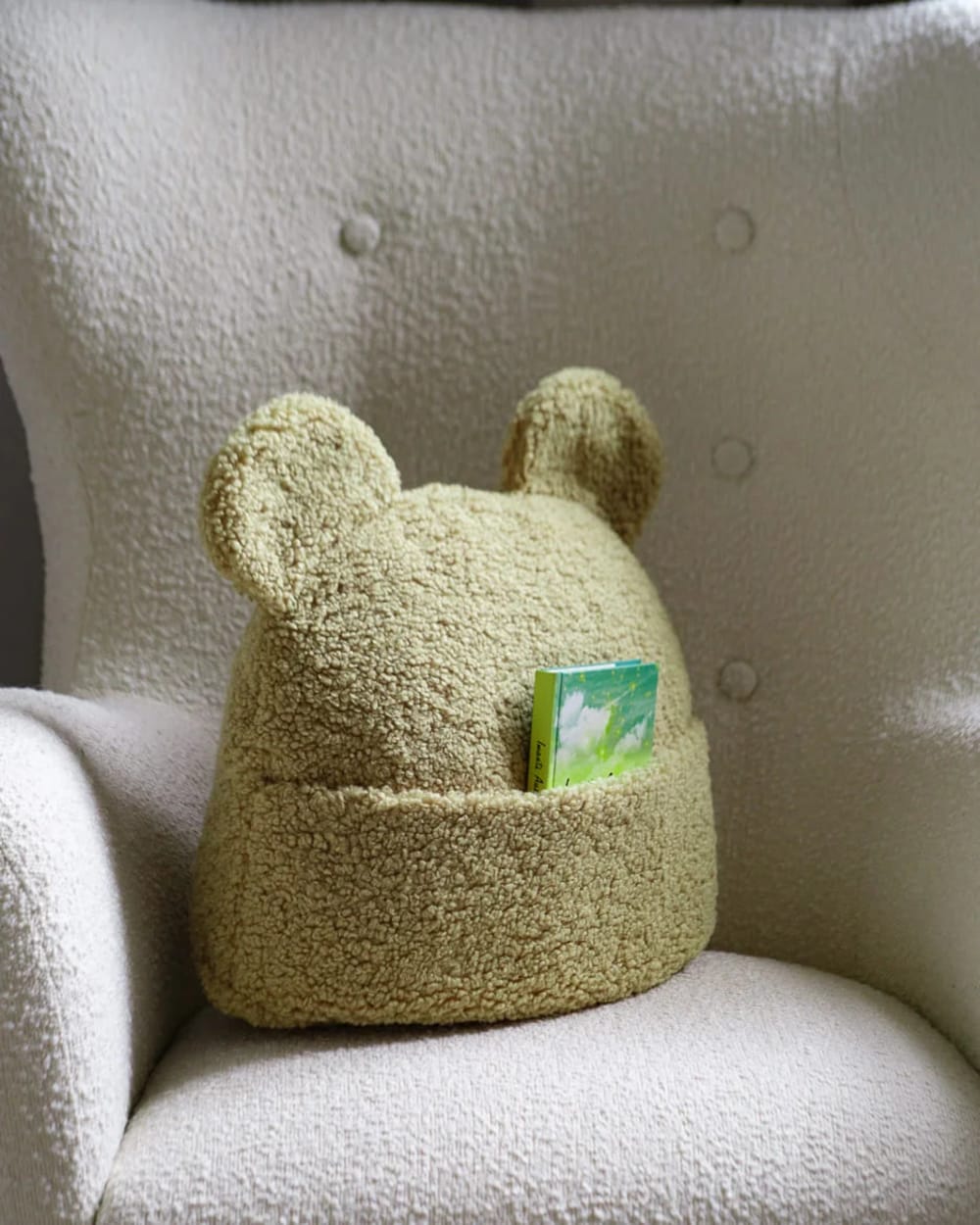 Aufbewahrungstasche aus Teddy-Stoff 42 x 40 x 22 cm, Matcha -