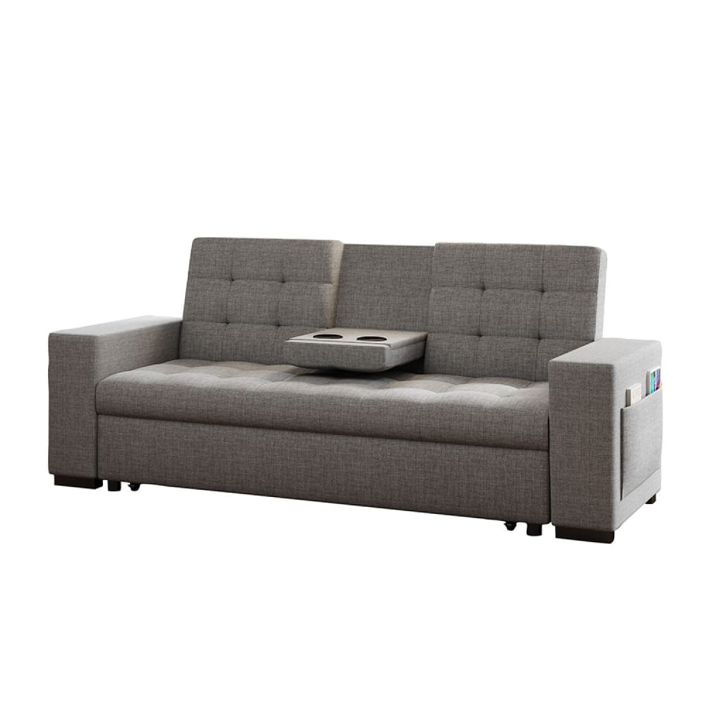 Canapé convertible gris clair avec rangements
