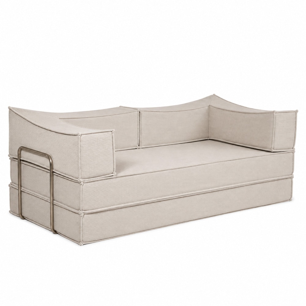 Canapé compressé convertible 2-3 places en velours côtelé beige