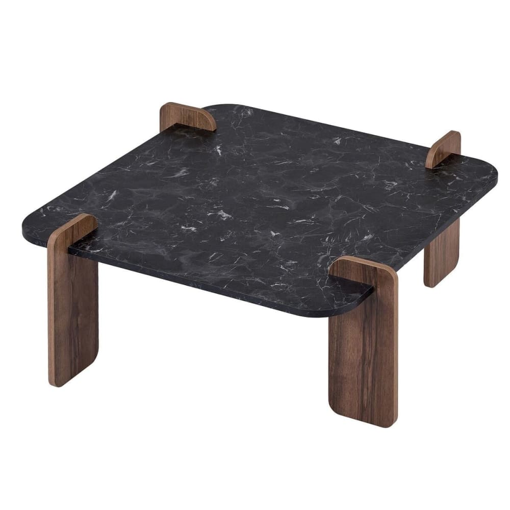 Calicosy Couchtisch mit quadratischer Platte L90 cm - Schwarz style modern Schwarz Spanplatte