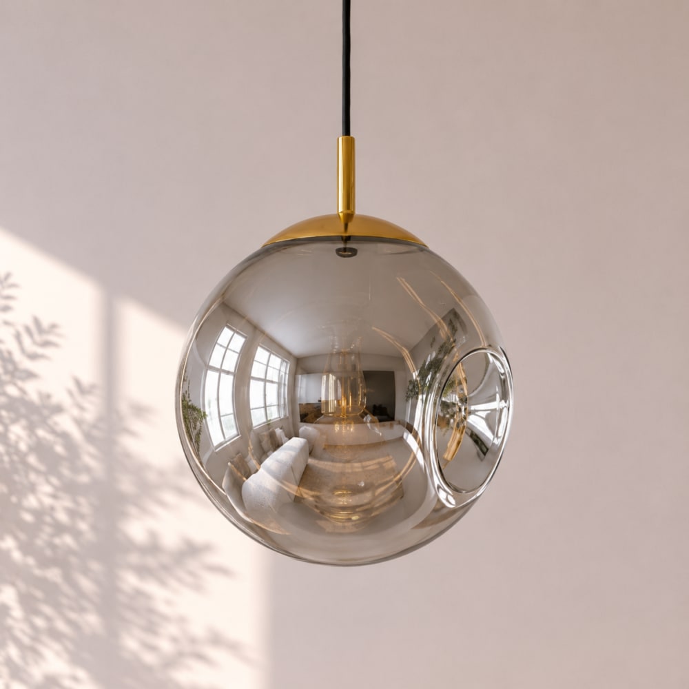 Suspension chrome en verre d25 cm — vue 3