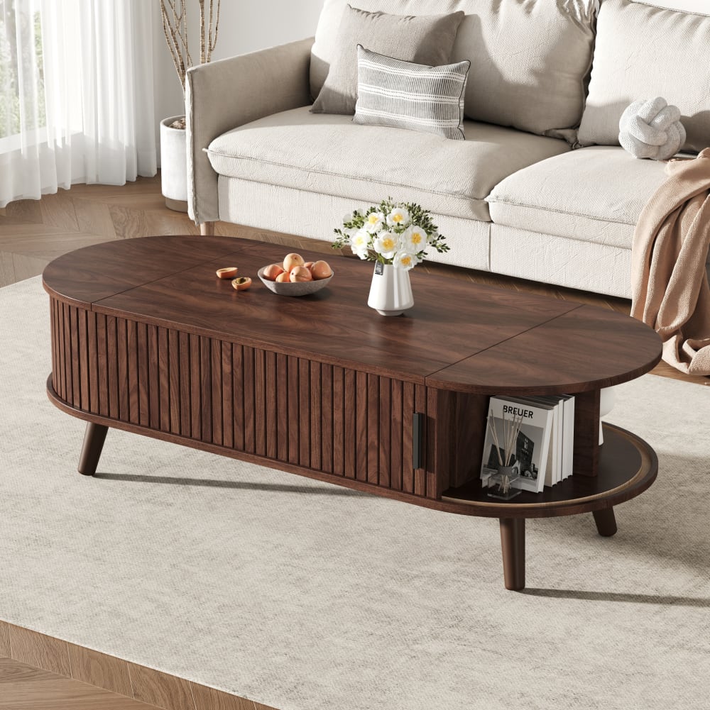 Table basse marron avec plateau relevable 120x50x39,5 cm
