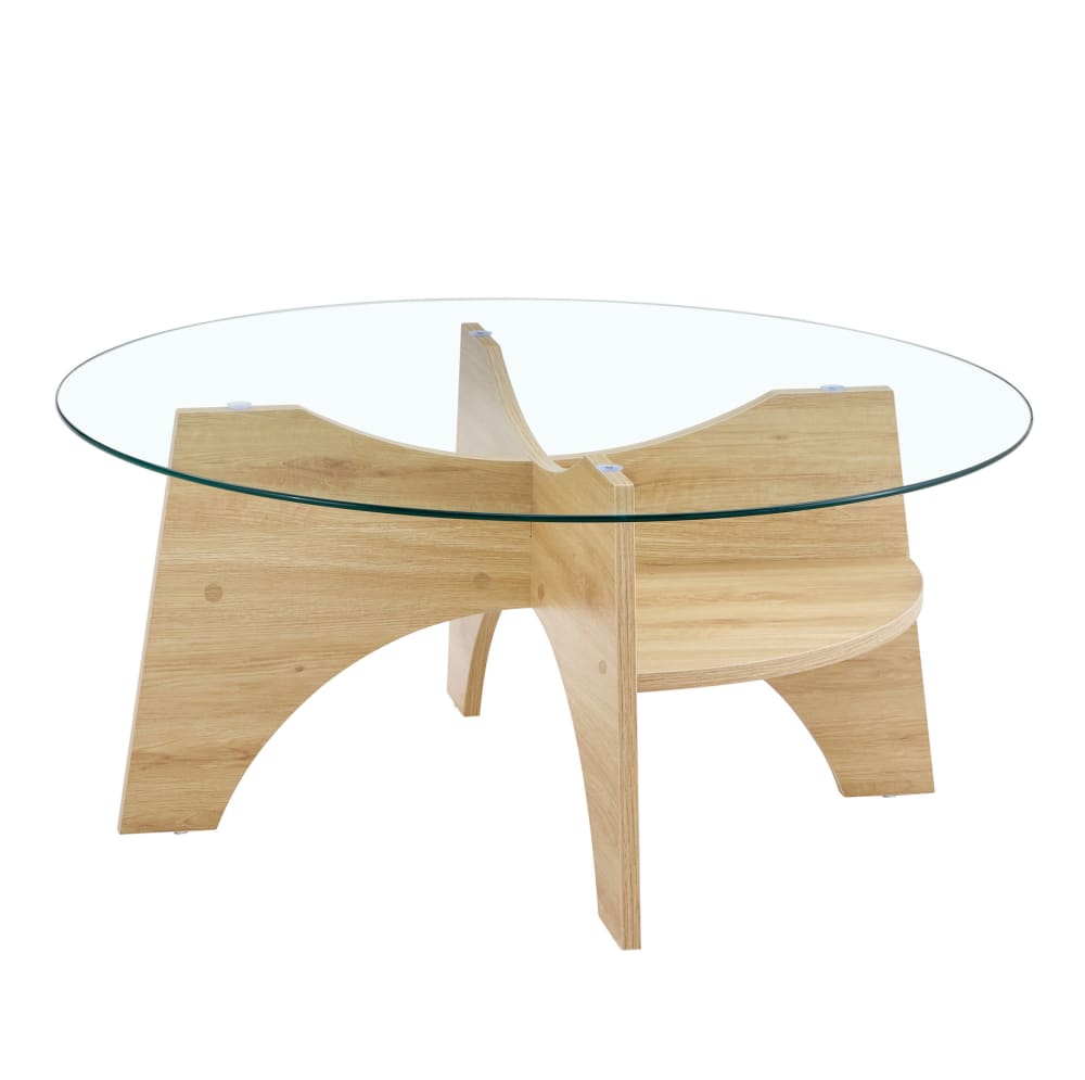Table basse en verre transparent avec piètement éventail 80x80x36 cm