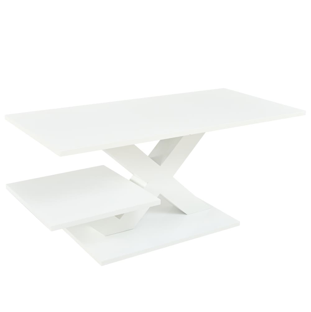 Table basse blanche avec double plateau 100x48x45 cm