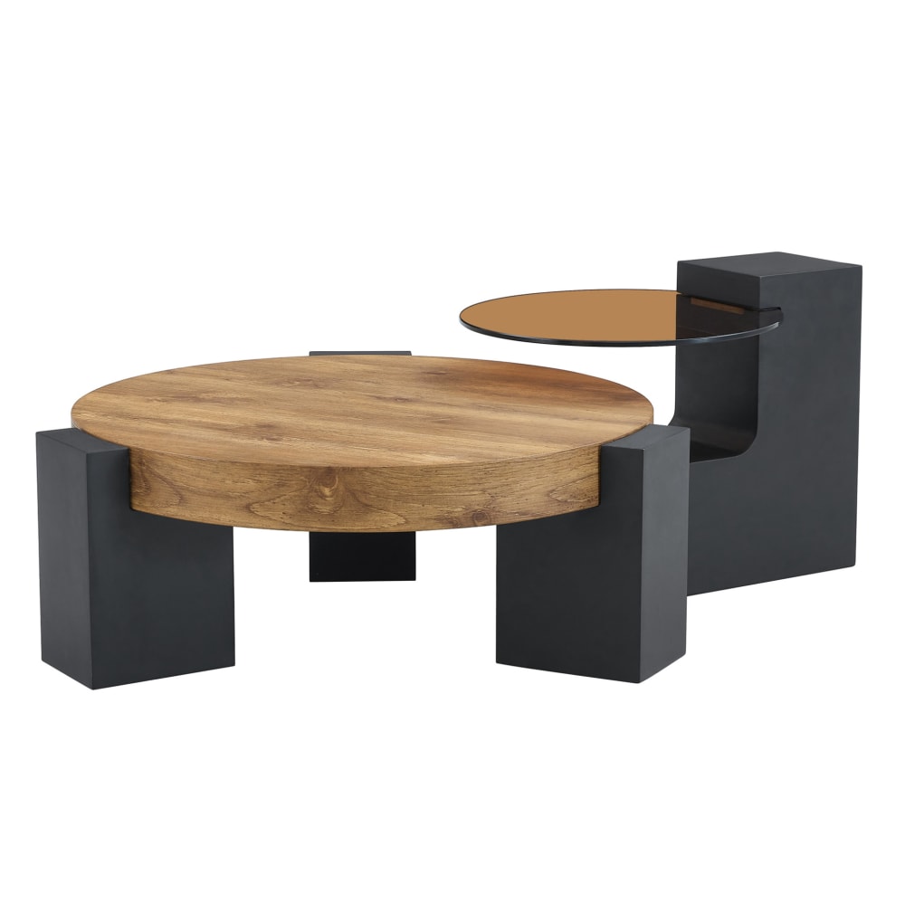 Set de 2 tables basses - verre