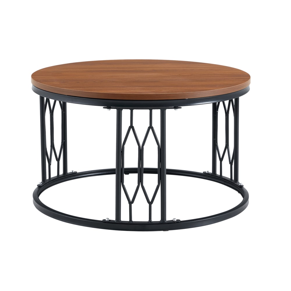 Table basse ronde marron avec rangement 70x70x40,5 cm