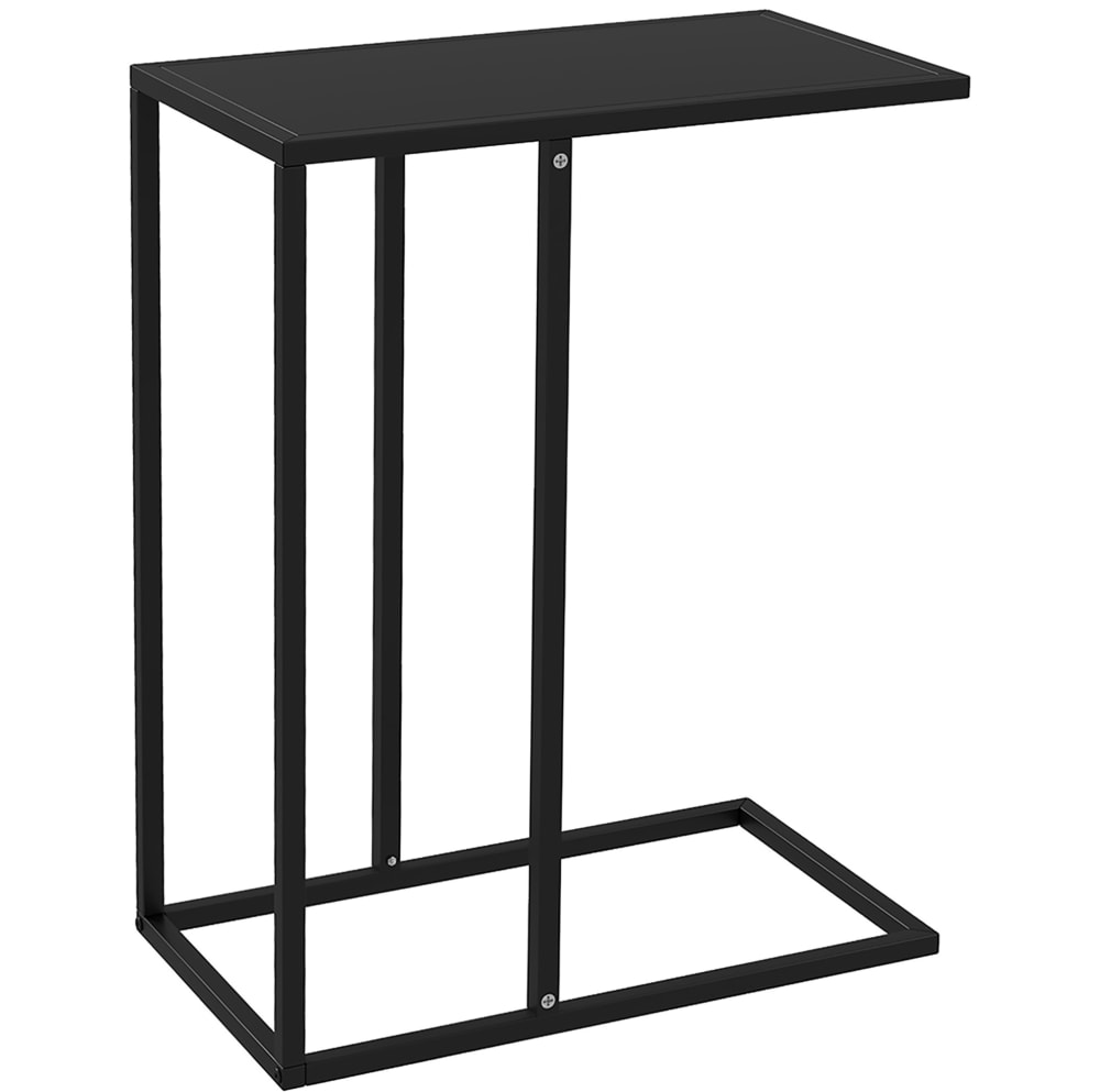 Table d'appoint en acier noir avec forme en C et patins 46x26x60 cm