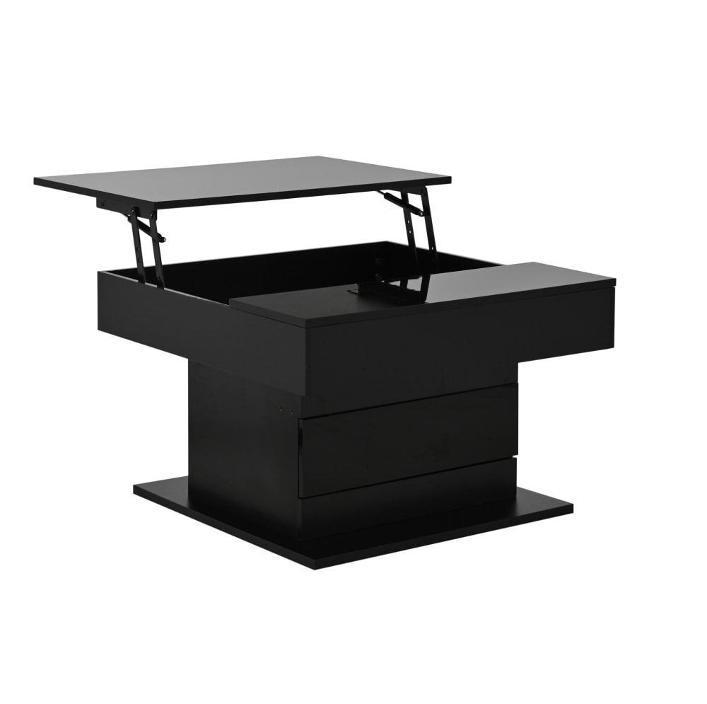 OKWISH Couchtisch aus Spanplatte mit Drehfunktion 70x70x45 cm, schwarz - Spanplatte