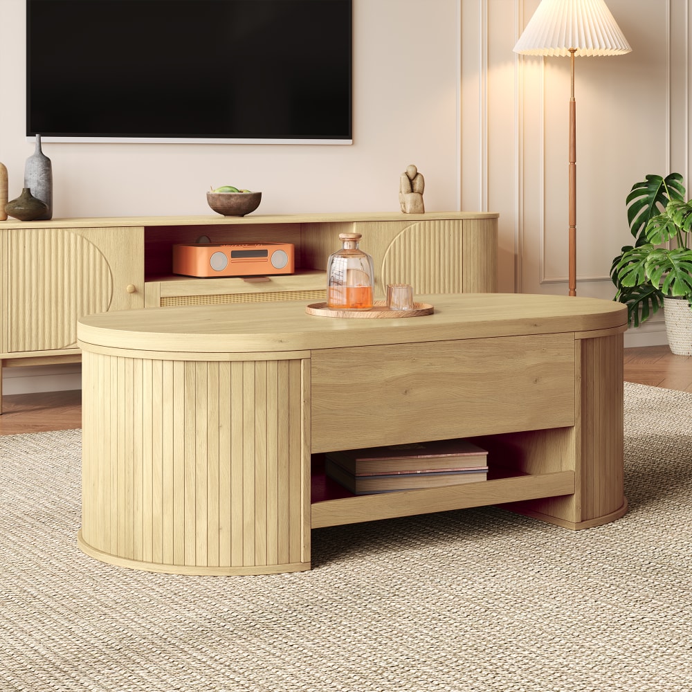 Couchtisch höhenverstellbar mit Stauraum 110x55,5x40 cm,