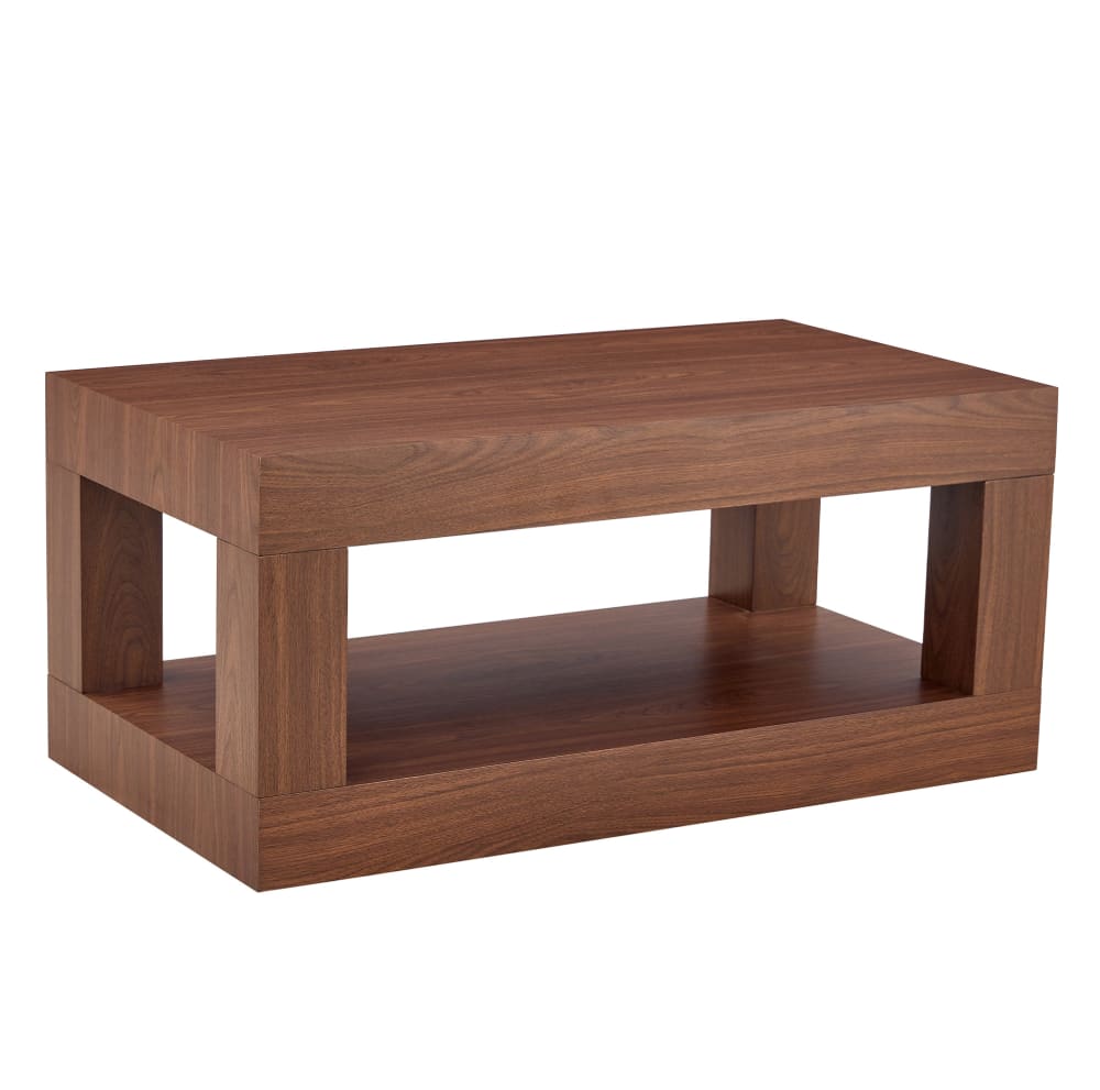 Table basse rectangulaire noyer avec étagère ouverte 93x53x46 cm