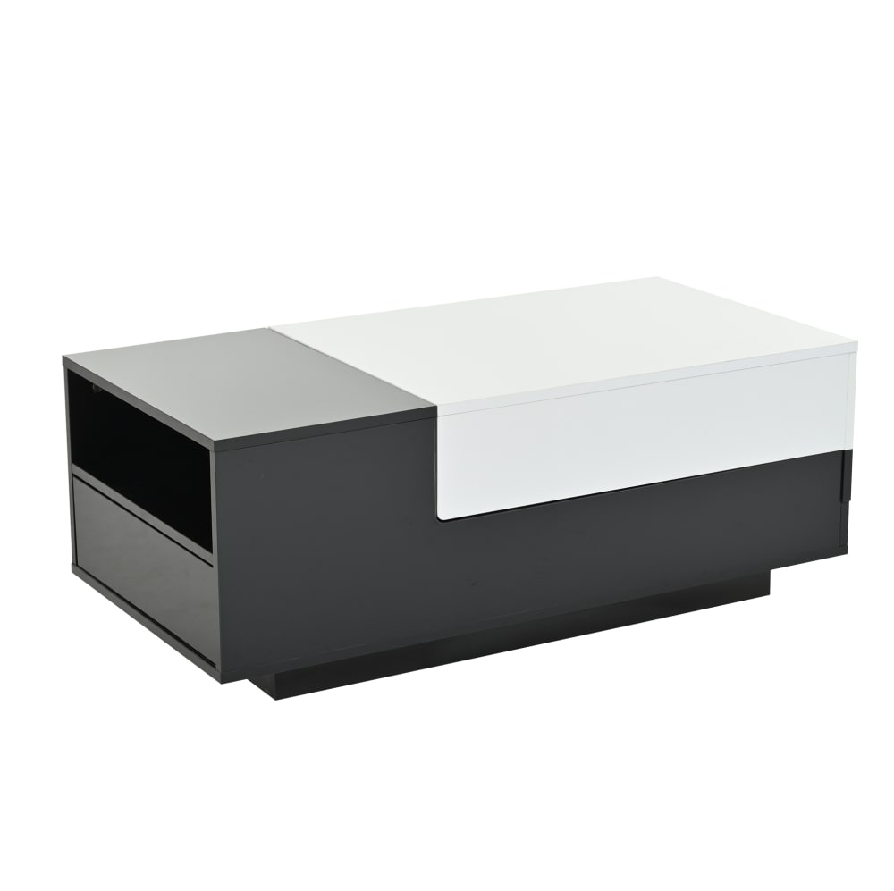 Table basse blanche et noire avec 2 tiroirs 100x50x38 cm