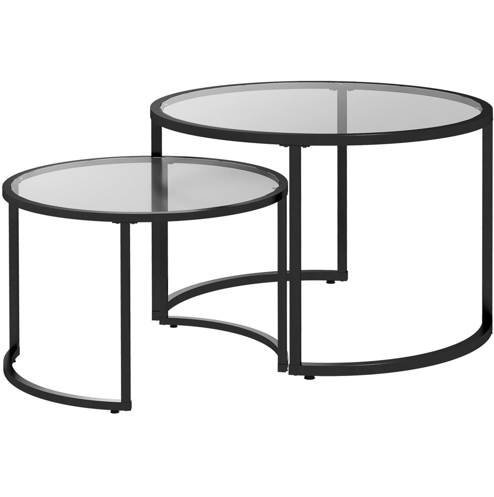 Couchtisch-Set aus Stahl mit Glasplatte Ø70/54x47,5/42,5 cm,