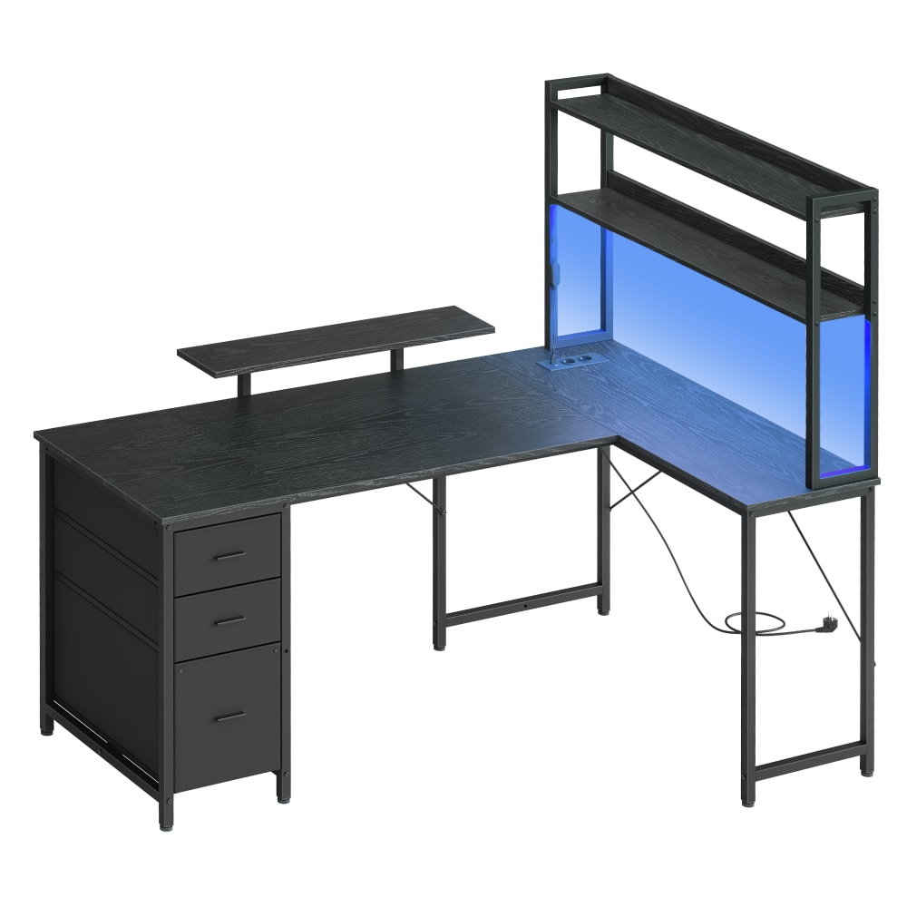 Bureau en l gamer avec - noir support