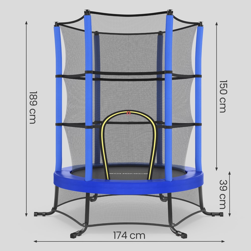 Mini trampoline pour enfant avec filets de sécurité cadre bleu (SONGMICS) - Image 2